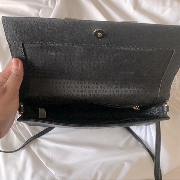 KATE SPADE NEW YORK ♠️ pink black bow crossbody shoulder bag saffiano leather - Picture 6 of 6